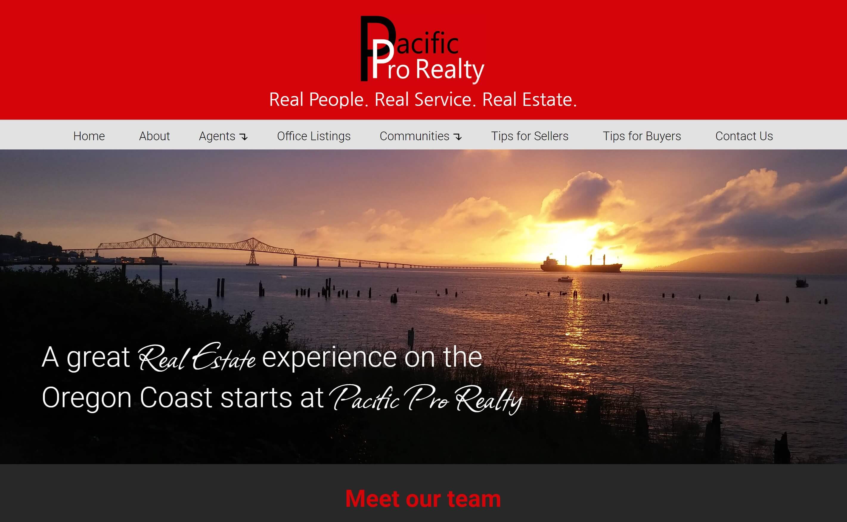 Pacific Pro Realty website homepage.